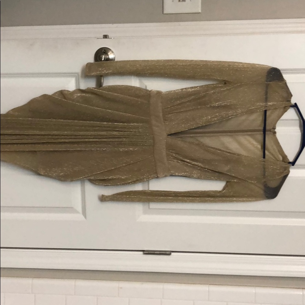 House of cv gold mesh long dress